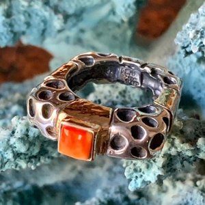 Dian Malouf 14K Spiny Oyster Sterling Ring Sz 6.5